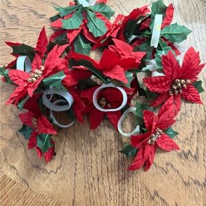 Vintage (12) Festive Red Poinsettia Napkin Rings
